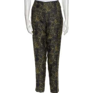 Lafayette 148 New York blue & gold metallic brocade cropped pants, 10